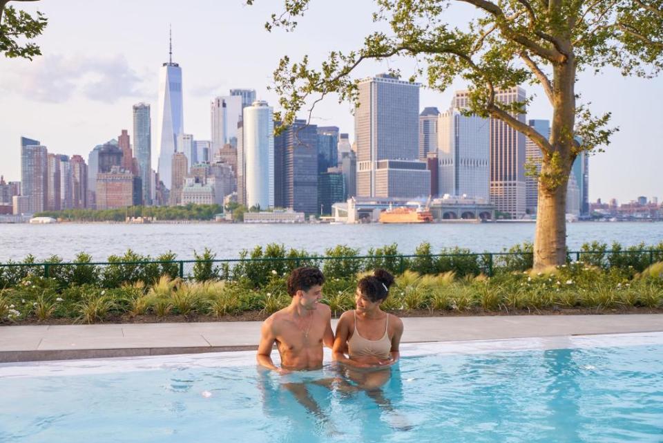 The view from one of QC NY’s outdoor pools. Courtesy of QC New York