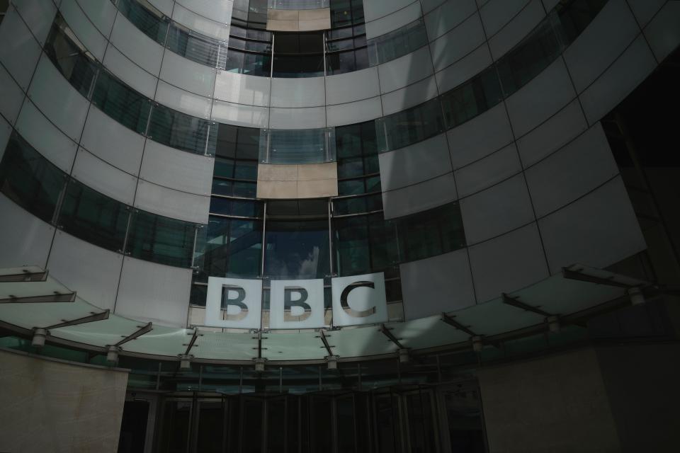 A general view of the BBC Headquarters in London, Tuesday, July 11, 2023. British detectives met with representatives of the BBC on Monday over allegations that a leading presenter paid a teenager for sexually explicit photos. But police said they had not opened a criminal investigation, and a lawyer for the young person denied anything inappropriate had happened. (AP Photo/Kin Cheung)