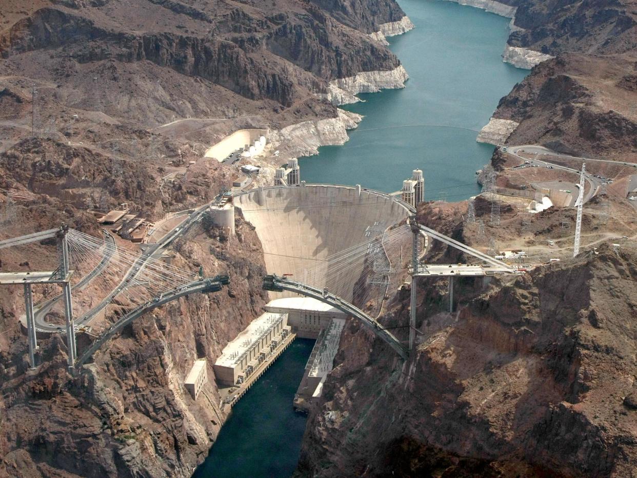 Lakes and reservoirs, like this one behind the hydroelectric Hoover Dam, could be used by 'evaporation engines' to make electricity: Getty Images