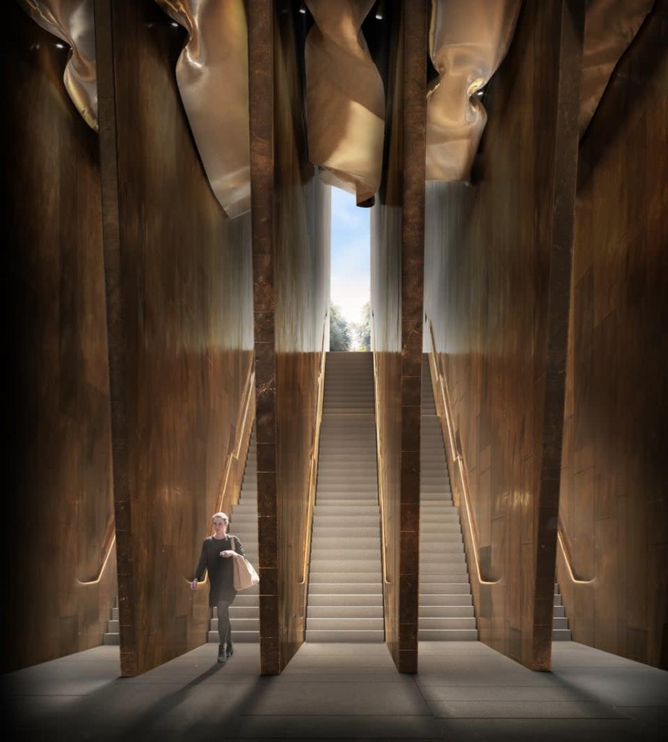 Artist's impression of the entrance to the proposed Holocaust memorial and learning center in London (UK Holocaust Memorial/PA) (PA Media)