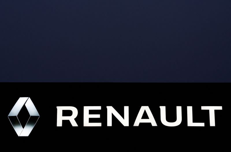 FILE PHOTO: The logo of Renault carmaker is pictured at a dealership in Vertou