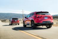 <p>Both of our test vehicles, <a rel="nofollow noopener" href="https://www.caranddriver.com/reviews/a26361520/2019-ford-edge-by-the-numbers/" target="_blank" data-ylk="slk:the top-level Edge Titanium;elm:context_link;itc:0;sec:content-canvas" class="link ">the top-level Edge Titanium</a> and the V-6–only Blazer RS, have all-wheel drive.</p>