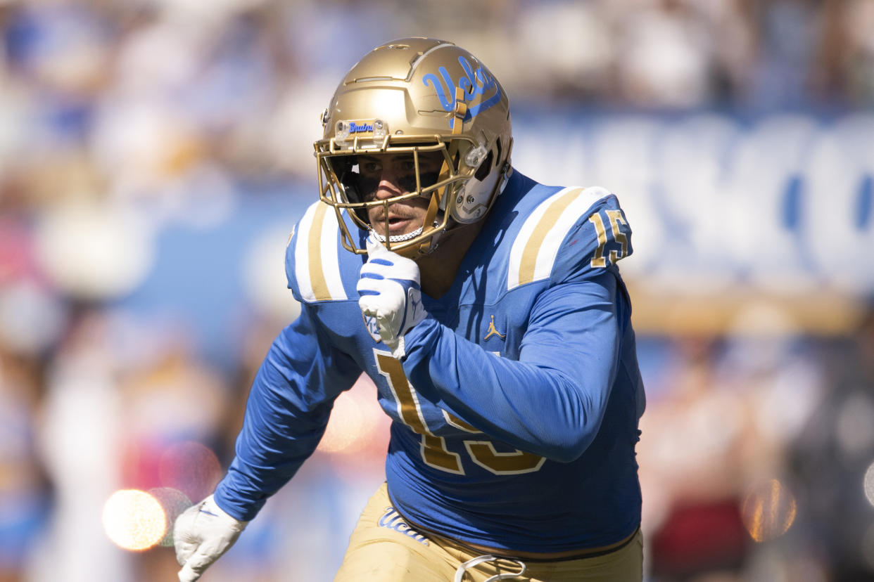 UCLA's Laiatu Latu could help his draft stock with a big week at the NFL scouting combine. (AP Photo/Kyusung Gong)