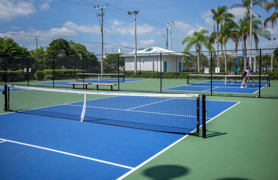 The Palm Springs Village Center pickleball courts has equipment available for checkout.