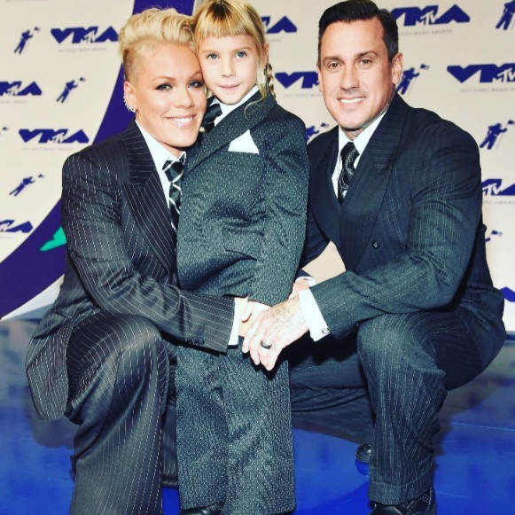 Pink with her daughter Willow Sage Hart, and husband Carey Hart. Source: Getty