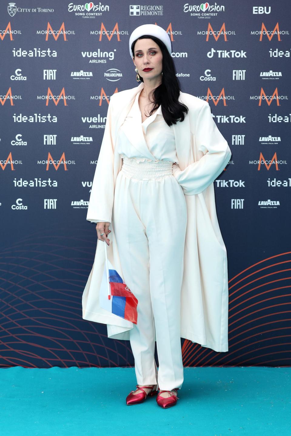 Serbian musician Konstrakta at a Eurovision Song Contest red carpet on May 8, 2022.