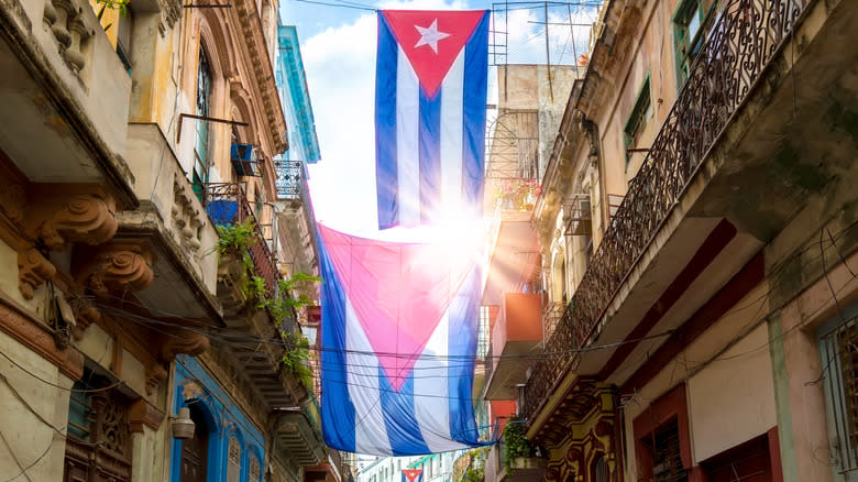 old Havana with Cuban flag