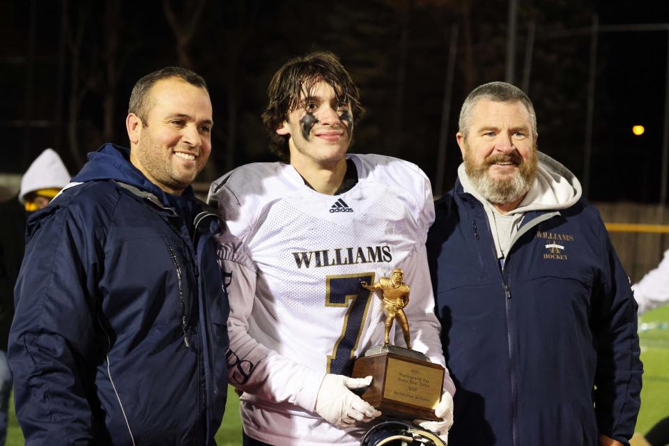 Archbishop Williams most valuable player Matt Kowalski at the conclusion of a game versus Cardinal Spellman on Wednesday, Nov. 24, 2021.