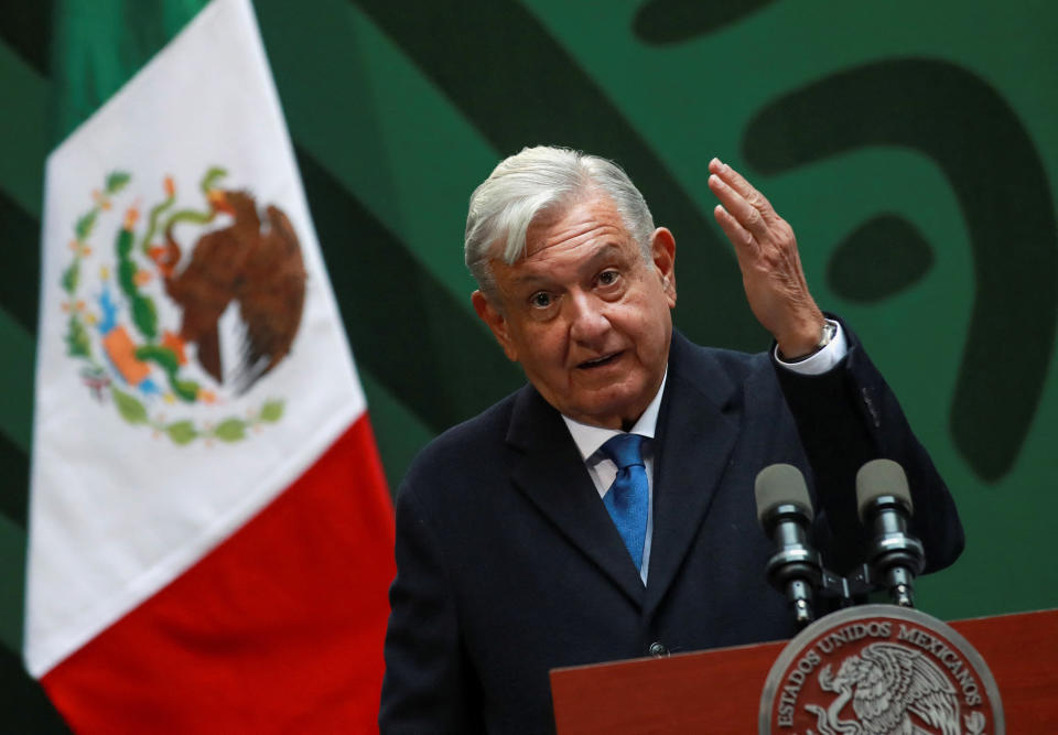 El presidente de México, Andrés Manuel López Obrador, habla durante una conferencia de prensa en el Antiguo Palacio del Ayuntamiento, en la Ciudad de México, México, el 20 de enero de 2023. REUTERS/Henry Romero