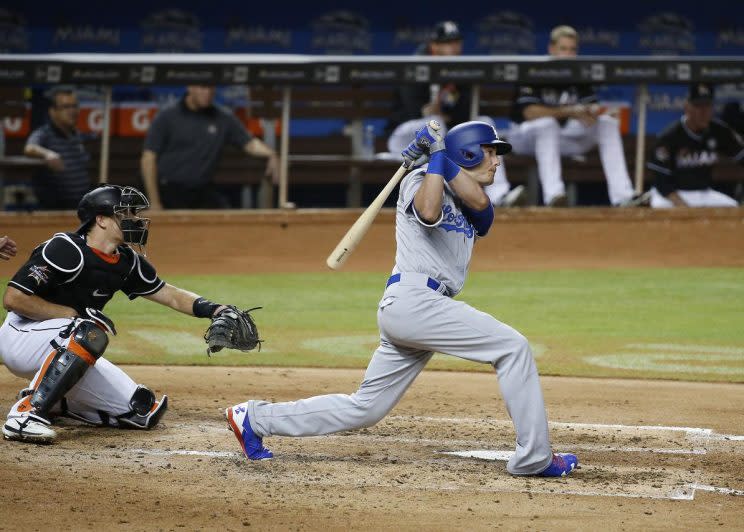 Dodgers rookie Cody Bellinger makes history again by hitting for the cycle. (AP)