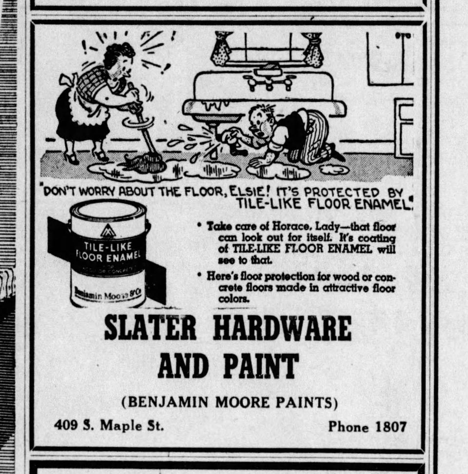 An advertisement for Slaters Hardware from the Eagle-Gazette.
