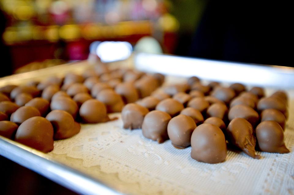 Milk-chocolate-covered grapes are a specialty at Stefanelli's Candies in Erie.