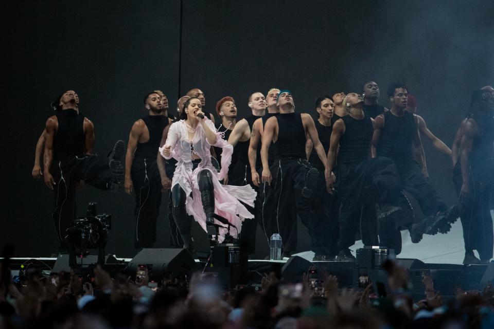 Rosalia performs on the Coachella Stage during the Coachella Valley Music and Arts Festival in Indio, Calif., on Saturday, April 15, 2023. 