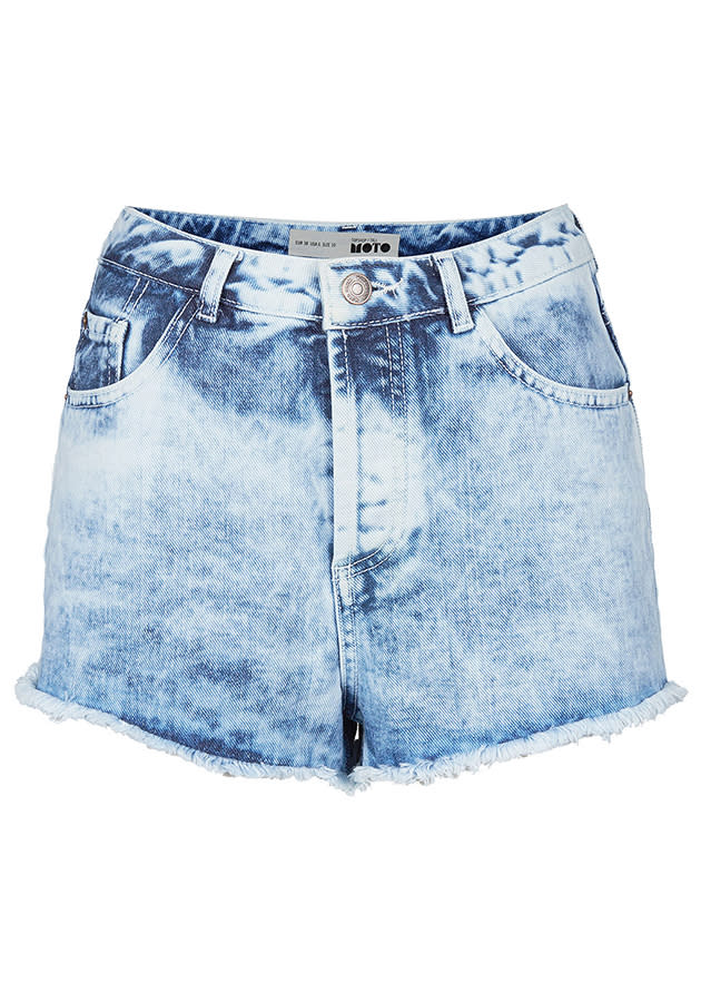 high waisted acid denim shorts topshop