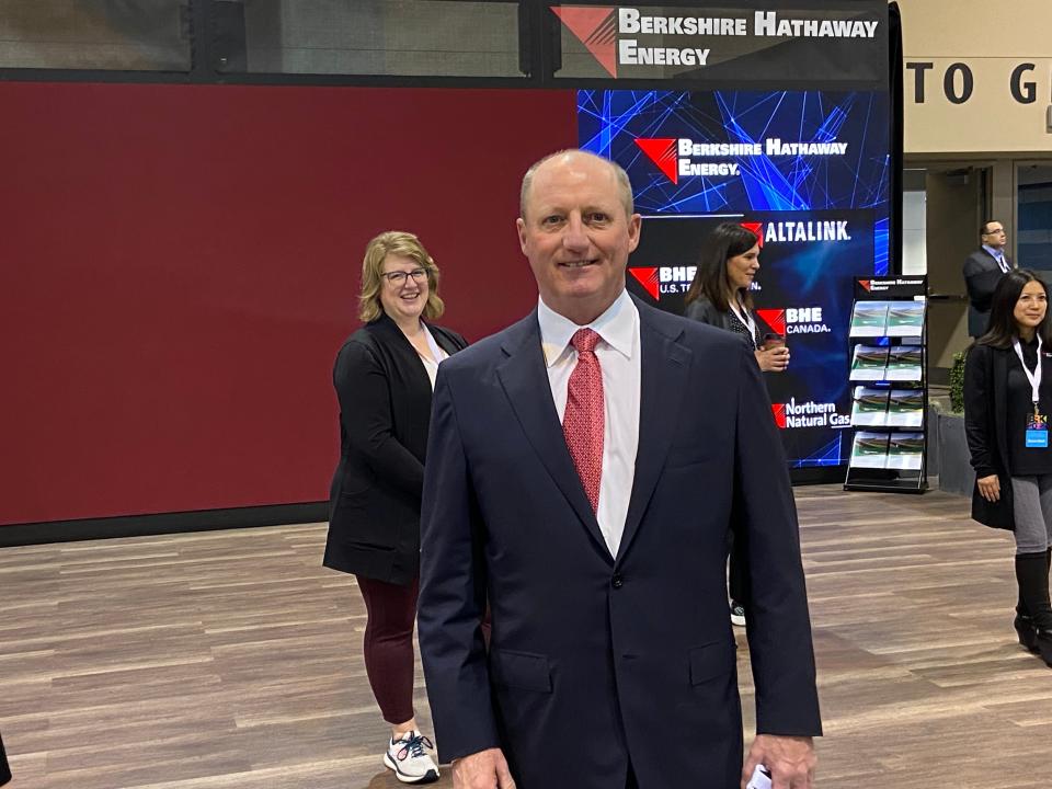 Greg Abel, Berkshire Hathaway's vice chairman of non insurance operations and designated successor to CEO Warren Buffett, greeted energy employees at the company's annual meeting in Omaha, Nebraska, on Saturday.