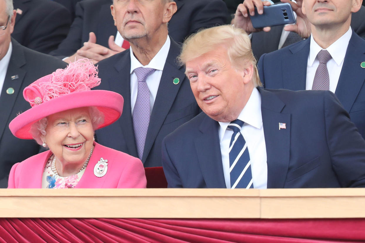 Queen Elizabeth II and US President Donald Trump during commemorations for the 75th Anniversary of the D-Day landings at Southsea Common, Portsmouth.