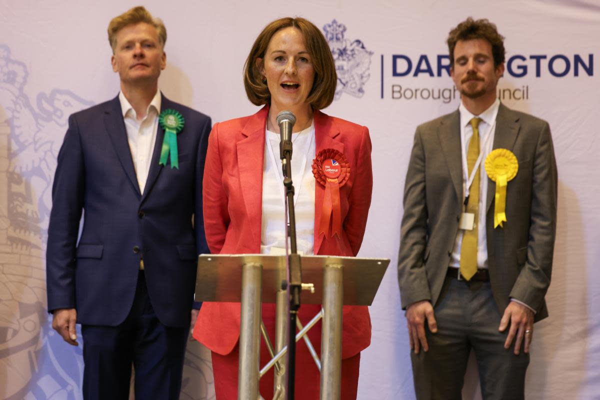 Darlington's new Labour MP Labour McEvoy speaks following her victory. <i>(Image: CHRIS BOOTH)</i>