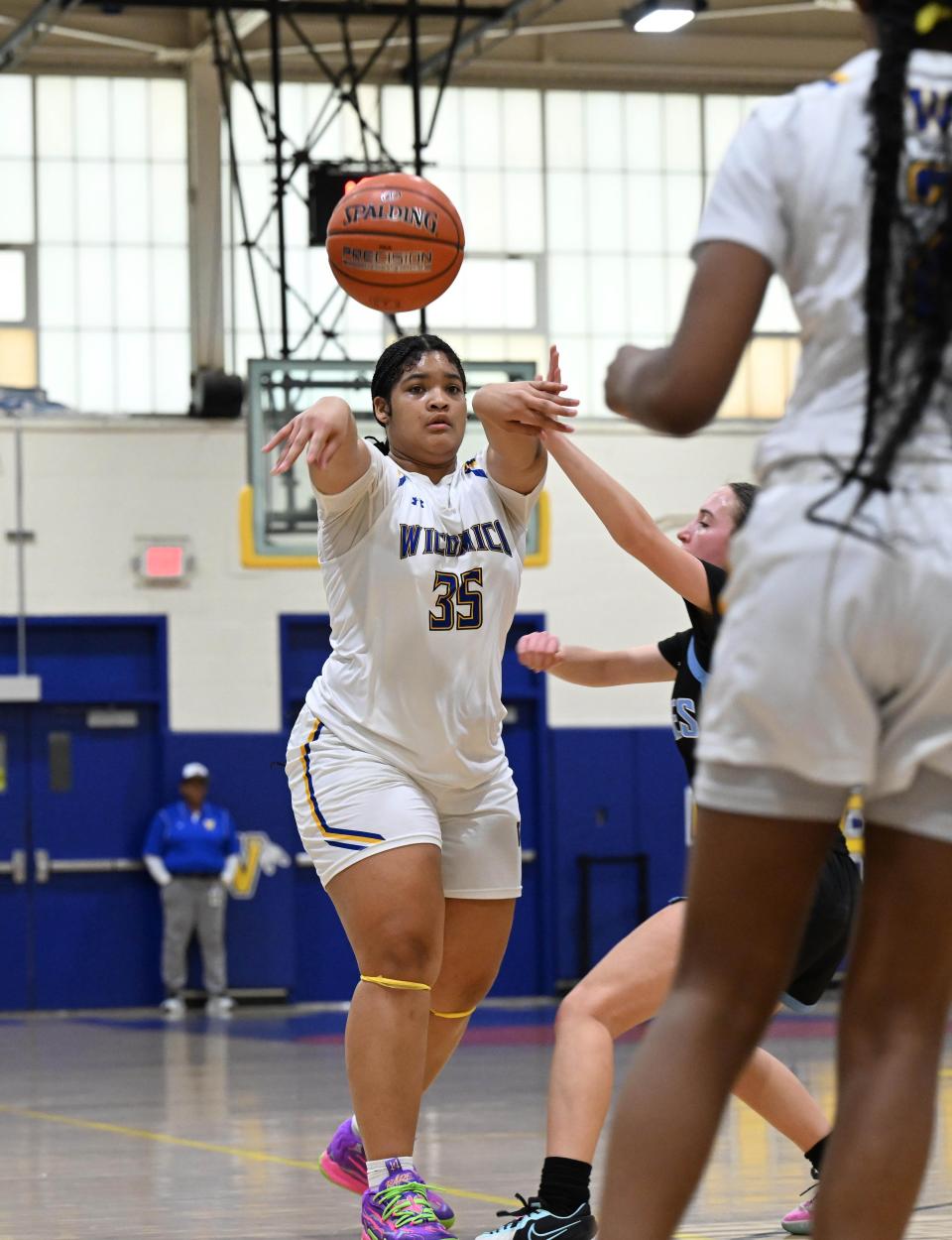 Wicomico's Carlisa Johnson makes a pass against Huntington during the Maryland State Basketball Quarterfinals on Saturday, March 9, 2024. Wi-Hi won 58-29.