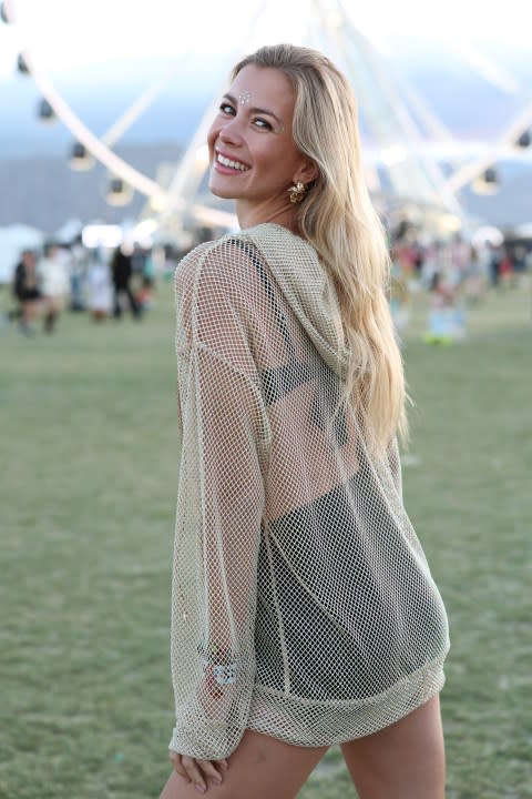 INDIO, CALIFORNIA – APRIL 14: (FOR EDITORIAL USE ONLY) A festivalgoer attends the 2024 Coachella Valley Music and Arts Festival at Empire Polo Club on April 14, 2024 in Indio, California. (Photo by Monica Schipper/Getty Images for Coachella)