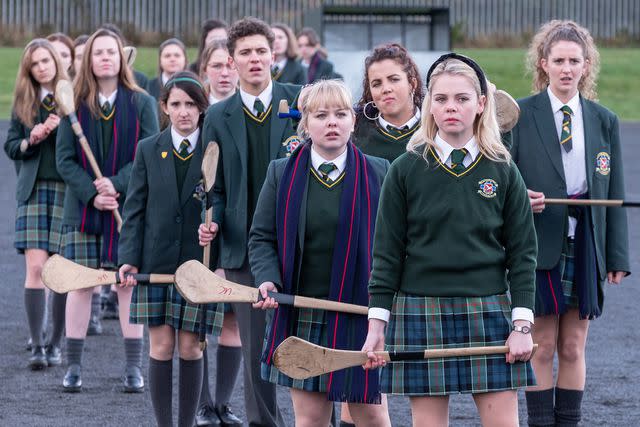 Netflix Saoirse-Monica Jackson, Louisa Harland, Nicola Coughlan, Jamie-Lee O'Donnell, and Dylan Llewellyn on 'Derry Girls'