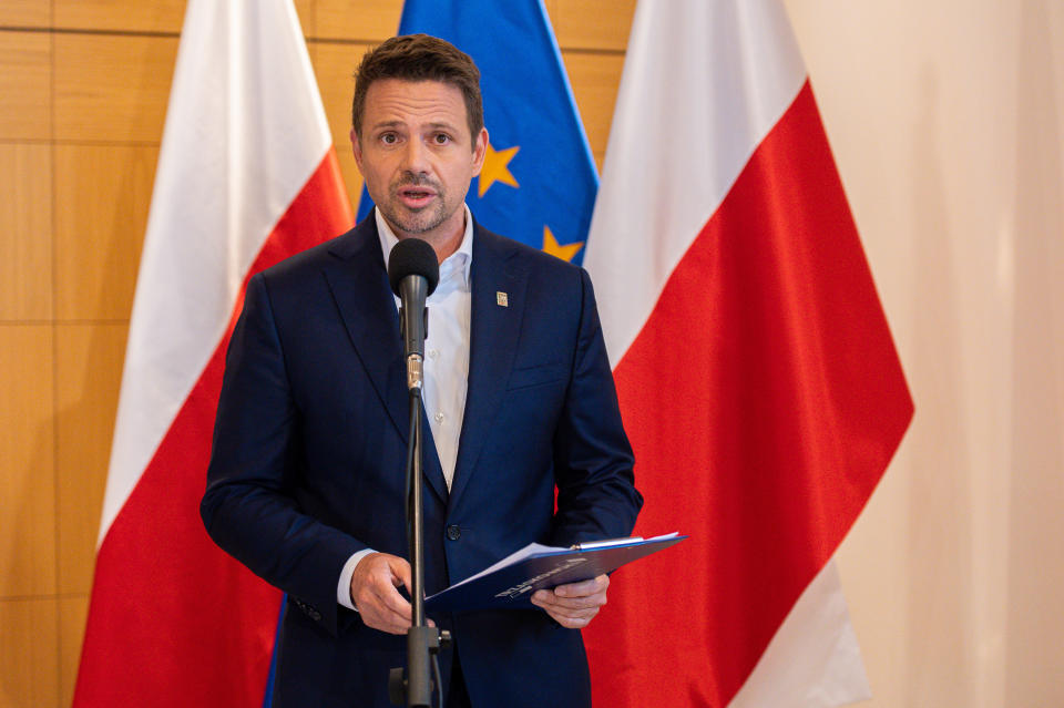 Presidential candidate Rafal Trzaskowski visits Kartuzy, Poland - 30 Jun 2020