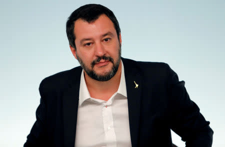 FILE PHOTO: Interior Minister Matteo Salvini attends a news conference after a cabinet meeting at Chigi Palace in Rome, Italy, October 20 2018. REUTERS/Remo Casilli/File Photo