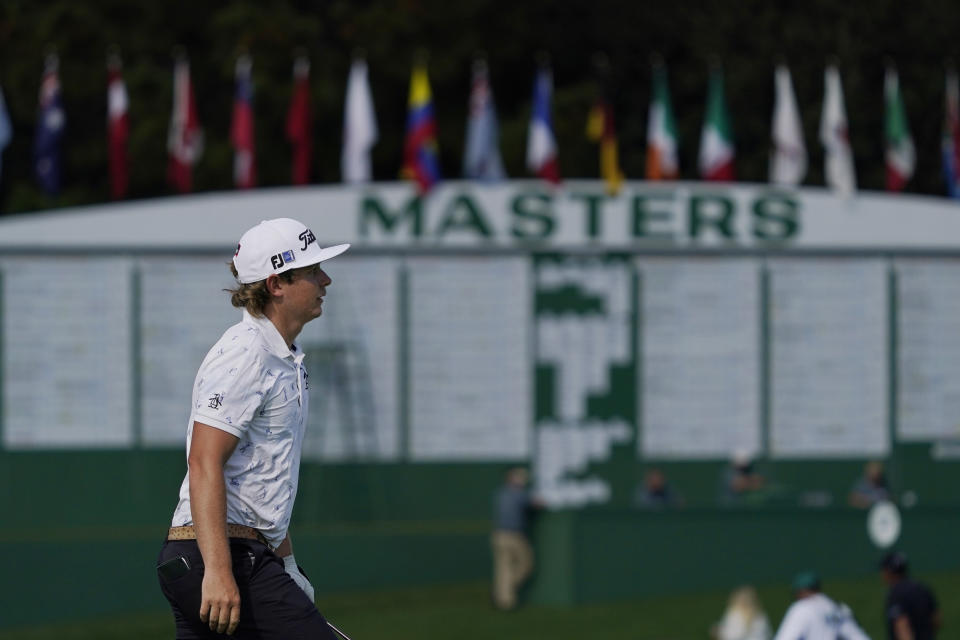 Cameron Smith, of Australia, walks up the ninth fairway during the second round of the Masters golf tournament Friday, Nov. 13, 2020, in Augusta, Ga. (AP Photo/Charlie Riedel)