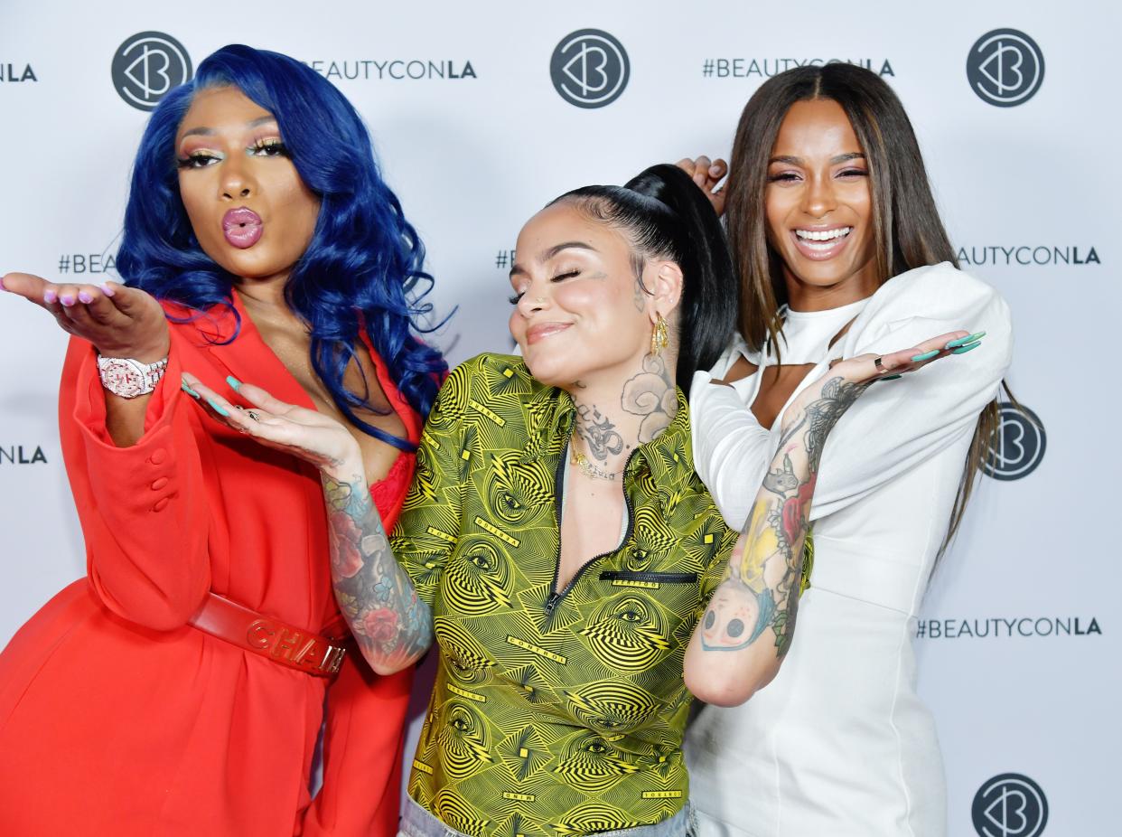 (L-R) Megan Thee Stallion, Kehlani and Ciara attend Beautycon Festival Los Angeles 2019 at Los Angeles Convention Center on Aug. 11, 2019, in Los Angeles, Calif.
