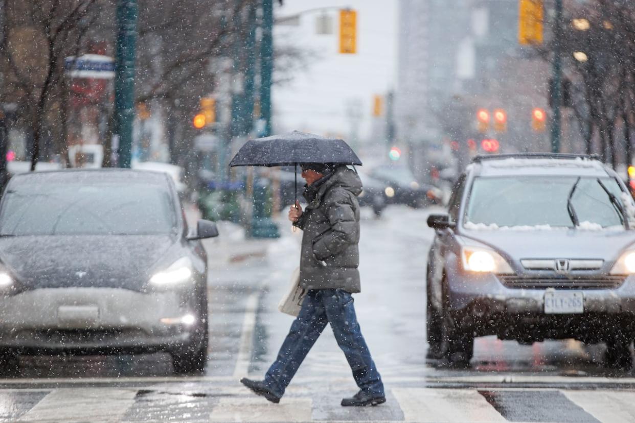 A winter storm dumped a messy mix of snow and rain on much of the Greater Toronto Area Tuesday.  (Evan Mitsui/CBC - image credit)
