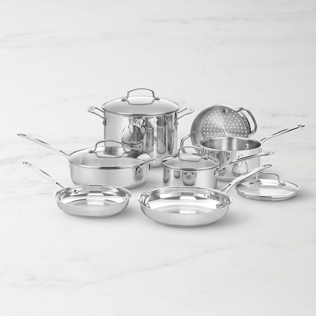 <p><a href="https://go.redirectingat.com?id=74968X1596630&url=https%3A%2F%2Fwww.williams-sonoma.com%2Fproducts%2Fchef-classic-ss-11-piece-cookware-set&sref=https%3A%2F%2F" rel="nofollow noopener" target="_blank" data-ylk="slk:Shop Now;elm:context_link;itc:0;sec:content-canvas" class="link rapid-noclick-resp">Shop Now</a></p><p>11-Piece Cookware Set</p><p>williams-sonoma.com</p><p>$159.95</p>