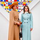 The monarchs, Queen Rania of Jordan and Queen Maxima of the Netherlands, went sightseeing in ladylike, polished pieces.