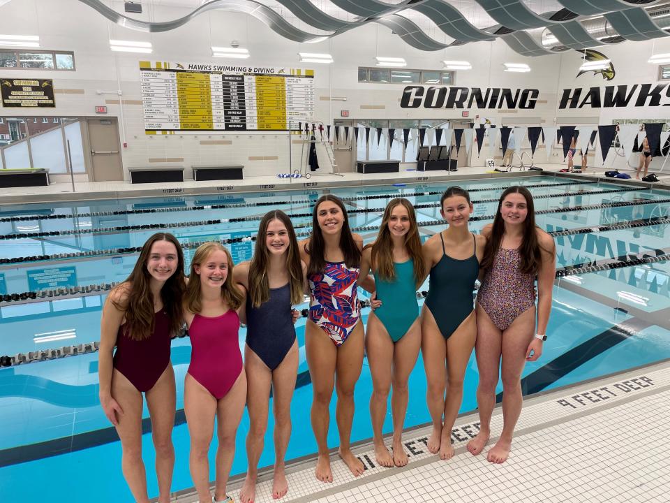 Members of the Corning-Painted Post girls swimming & diving team who will compete at the 2023 New York state championships Nov. 17 and 18.