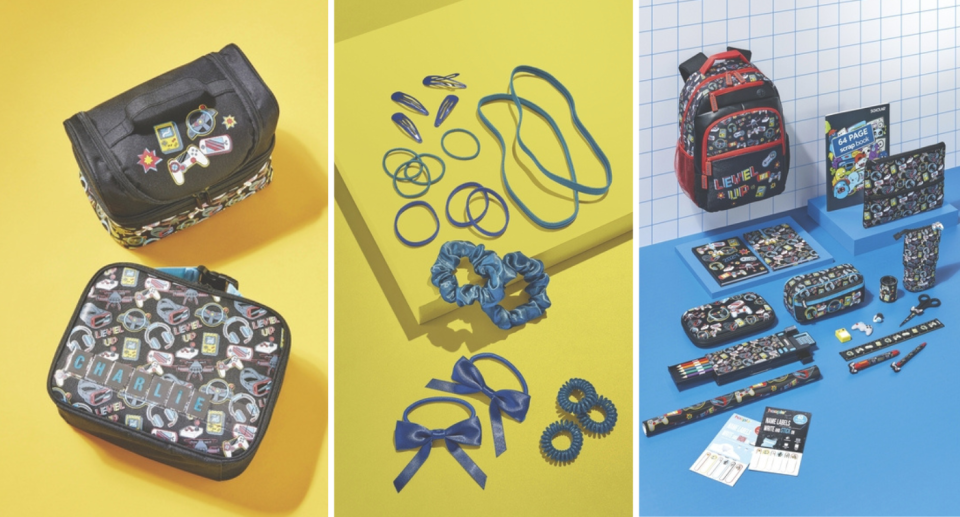 The Back-To-School range from Aldi also includes everyday essentials, from lunchboxes, hair accessories and stationery. Photo: Aldi