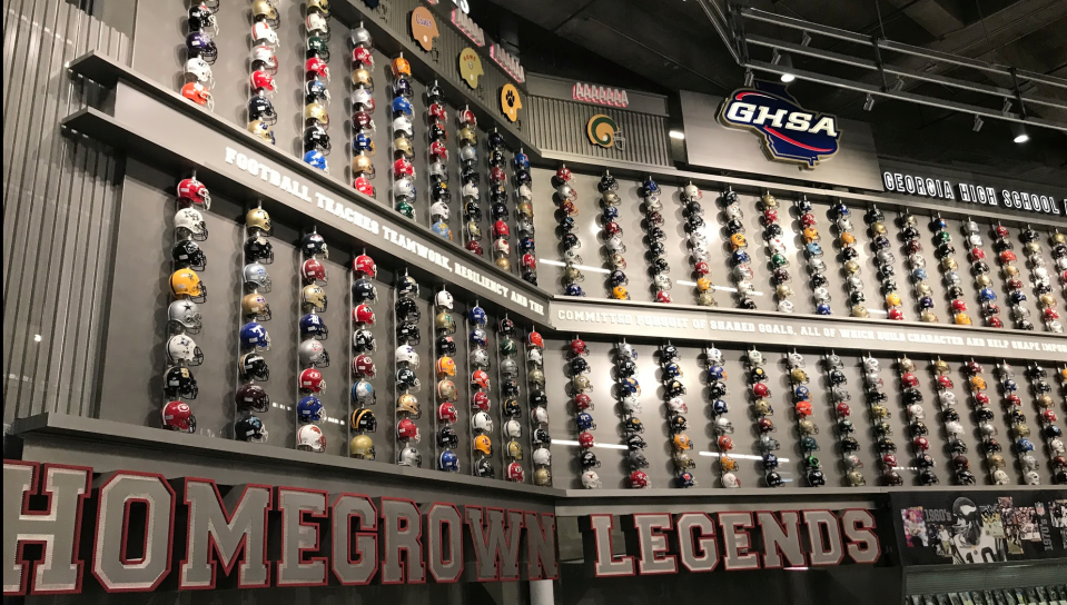 One nice touch at Mercedes-Benz Stadium: a display featuring helmets of every Georgia high school team. (Via Yahoo Sports)