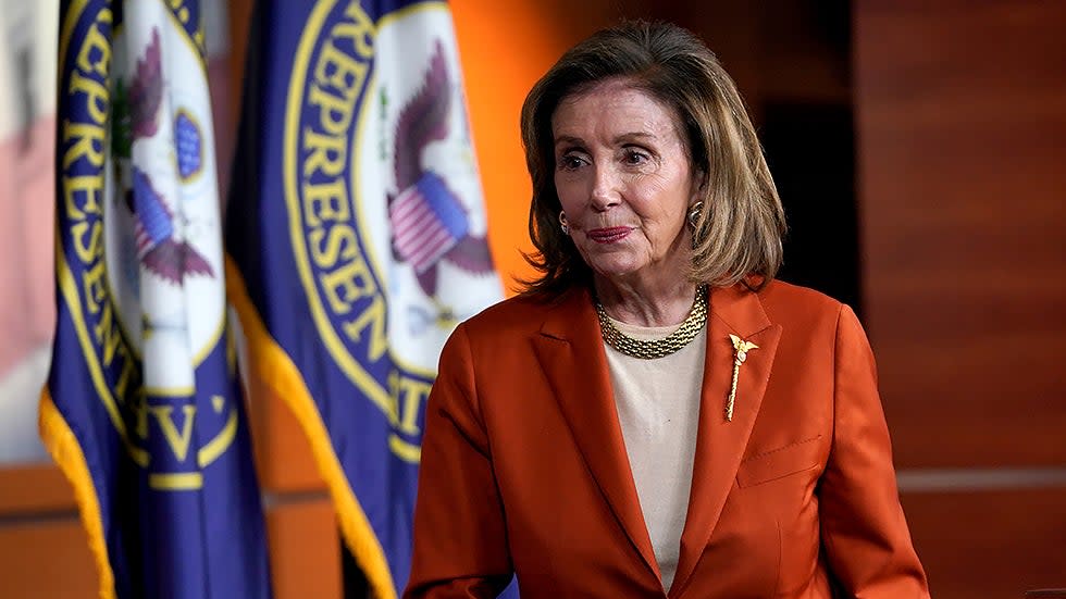 Speaker Nancy Pelosi (D-Calif.) leaves her weekly press conference on Thursday, January 13, 2022.