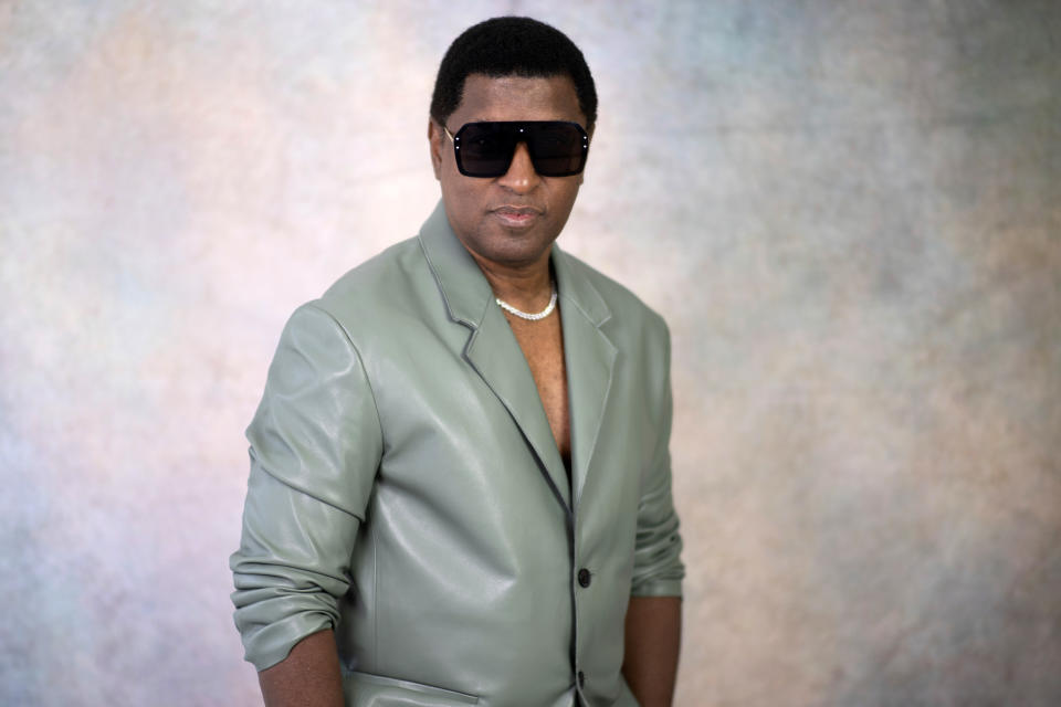 Babyface poses for a photo in New York on Sept. 12, 2022, to promote his new album "Girls Night Out." The 13-track album features collaborations with many of today's popular R&B female singers, like Kehlani, Ella Mai and Ari Lennox. (AP Photo/Gary Gerard Hamilton)