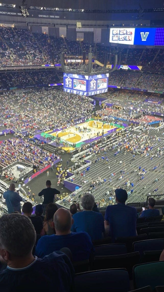 The view from Bobby Tech's seat at the 2022 Final Four.