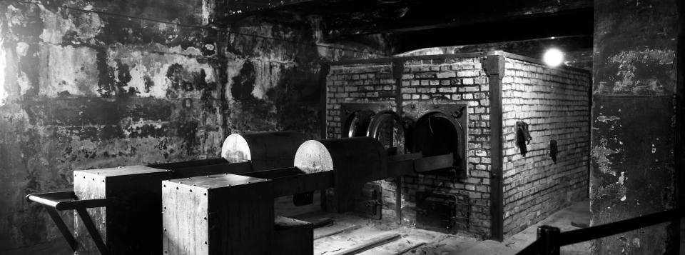 The crematorium near gas chamber one at the former Nazi death camp of Auschwitz I in Oswiecim, Poland, Sunday, Dec. 8, 2019. On Jan. 27, 1945, the Soviet Red Army liberated the Auschwitz death camp in German-occupied Poland. Auschwitz was the largest of the Germans' extermination and death camps and has become a symbol for the terror of the Holocaust. On Monday — 75 years after its liberation — hundreds of survivors from across the world will come back to visit Auschwitz for the official anniversary commemorations. In advance of that, Associated Press photographer Markus Schreiber visited the site. Using a panoramic camera with analog film, he documented the remains of the camp in a series of haunting black and white photos. (AP Photo/Markus Schreiber)