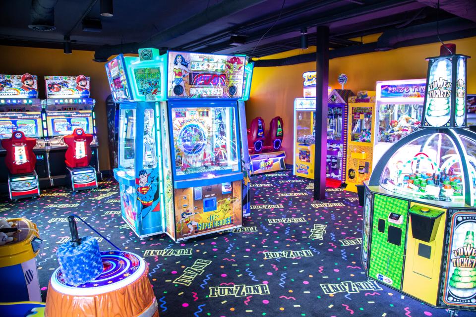 A variety of arcade games are seen inside the "FunZone" during a soft opening event May 28, 2020, at Pizza Ranch in North Liberty, Iowa. A FunZone is planned for the Pizza Ranch opening in Lisbon.