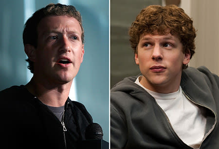 Jesse Eisenberg played Facebook mastermind Mark Zuckerberg as a brilliant and ruthless semi-sociopath in director David Fincher's look at the early days of the soon to be world-changing social networking site, though the real-life punk/traitor/genius/billionaire has less of an issue with the unflattering portrayal than the 'facts' of Aaron Sorkin's Oscar-winning screenplay. "The whole framing of the movie is I'm with this girl (who doesn't exist in real life) ... who dumps me ... which has happened in real life, a lot," said Mark Zuckerberg while sparking at Standord University shortly after the film's release. "And basically the framing is that the whole reason for making Facebook is because I wanted to get girls, or wanted to get into clubs." Hey, at least they nailed his wardrobe. "It's interesting the stuff that they focused on getting right — like every single shirt and fleece they had in that movie is actually a shirt or fleece that I own," said Zuckerberg.