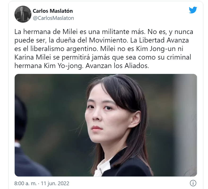 La durísima comparación que Maslatón realizó sobre Karina Milei.