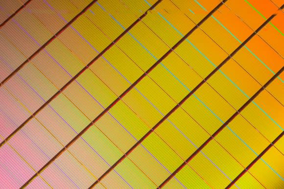 A wafer of 3D XPoint memory.