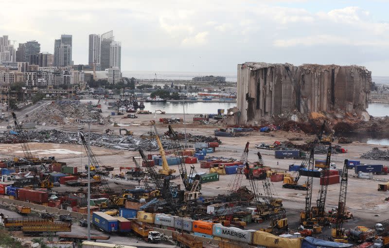 FILE PHOTO: A view shows the site of the Aug. 4 explosion at Beirut port, in Beirut