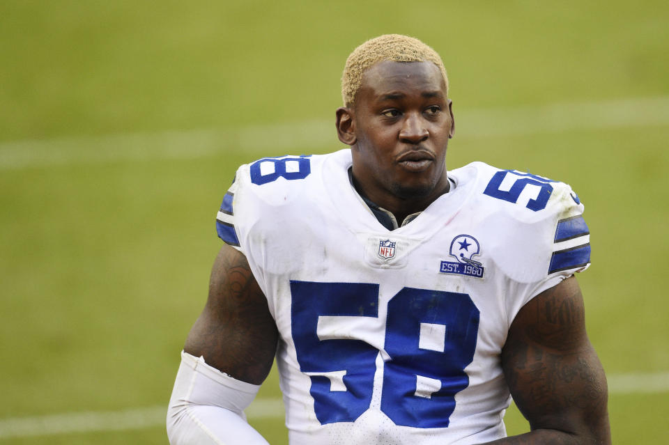 Aldon Smith, formerly of the Dallas Cowboys, is wanted by Louisiana police. (Photo by Patrick McDermott/Getty Images)