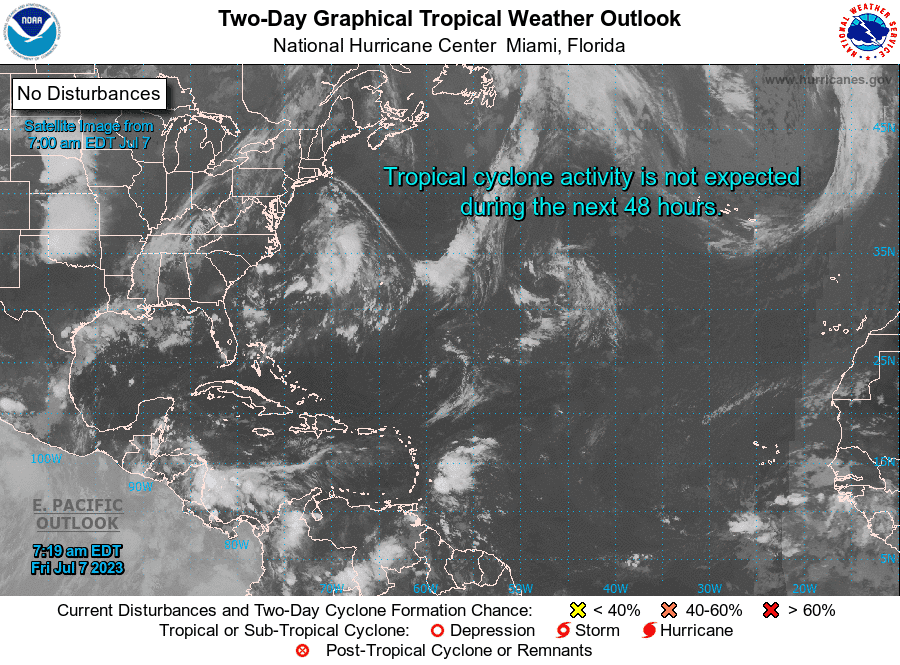 Tropical conditions 8 a.m. July 7, 2023.