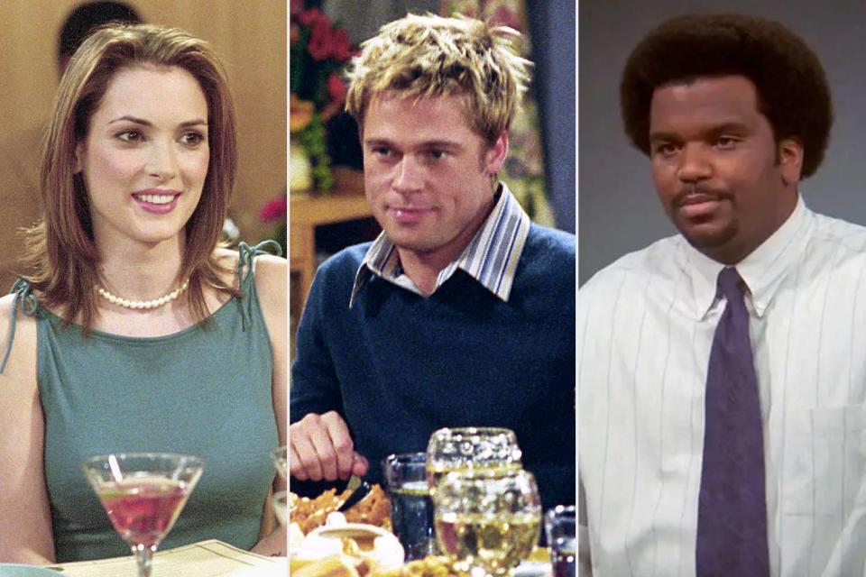 <p>NBCU Photo Bank via Getty (2); Warner Bros. Television</p> Winona Ryder, Brad Pitt and Craig Robinson