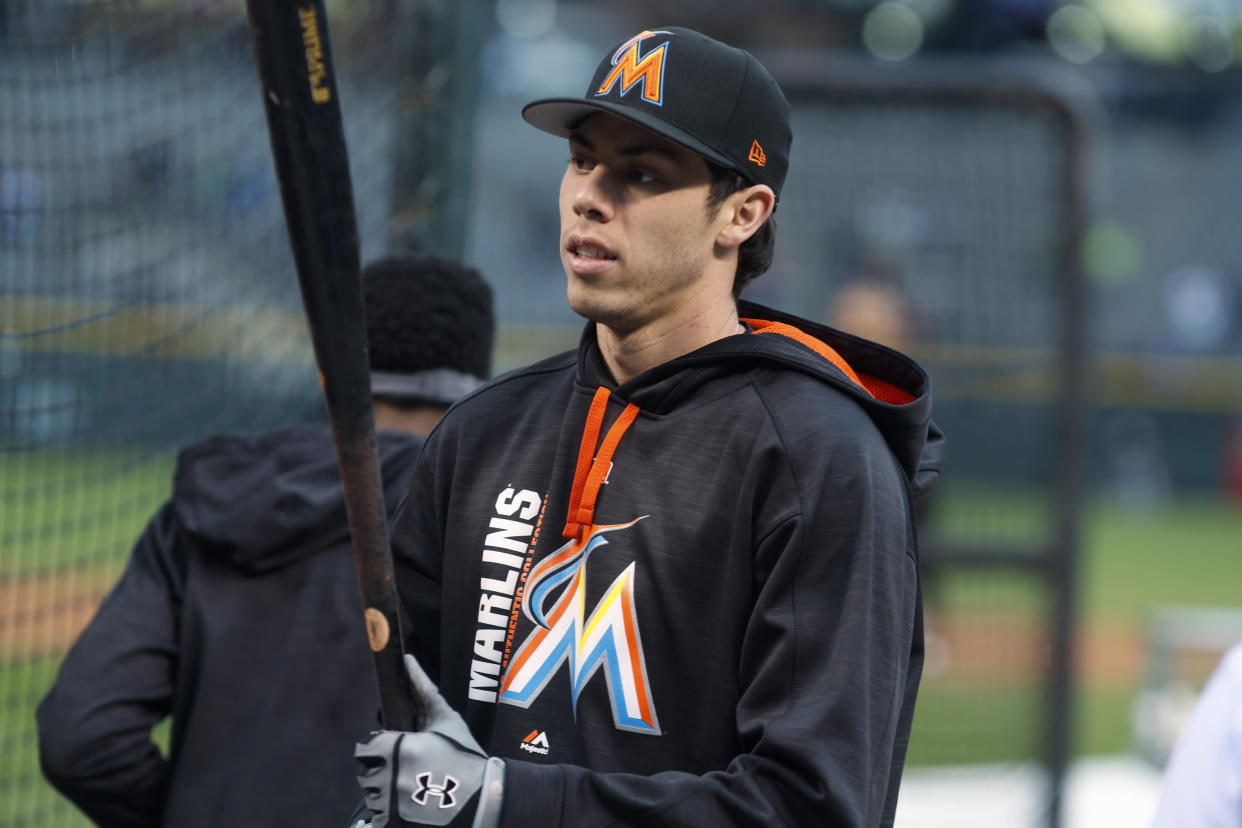 The Marlins sent Christian Yelich packing on Thursday in a cost-cutting move. (AP)