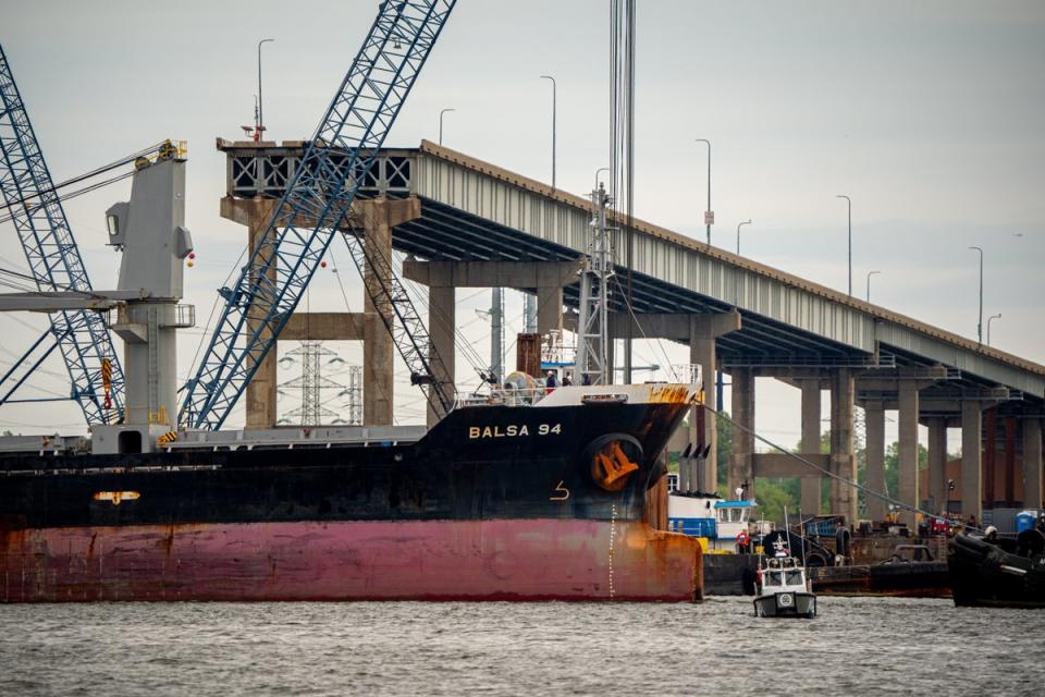 The Balsa 94 passing the wreckage on Thursday (Getty)