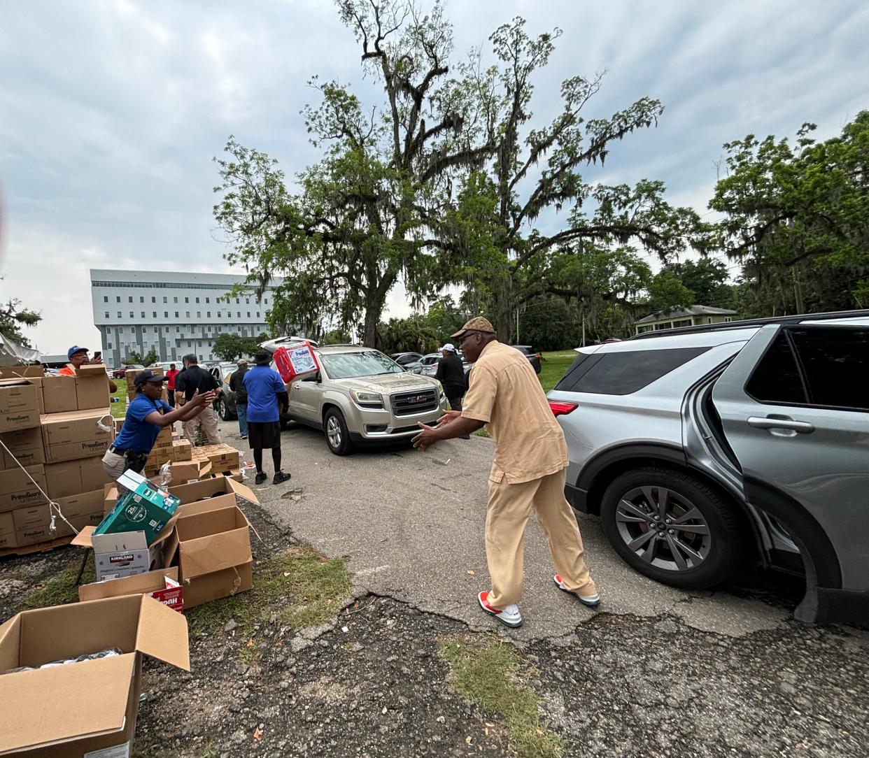 Rev. R.B. Holmes Jr. at the disaster relief drive hosted by Bethel Missionary Baptist Church, National Organization of Black Law Enforcement and Tallahassee Police Department on Friday, May 17.