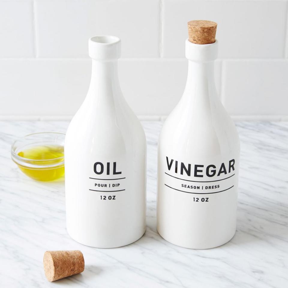 7) West Elm Utility Stoneware Oil & Vinegar Set